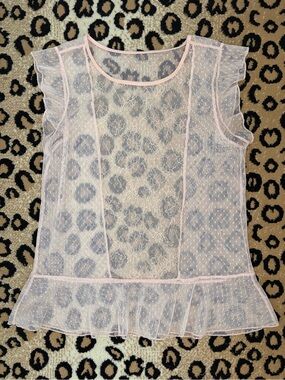 Vintage Boho Chic Light Pink Sheer Lace Blouse